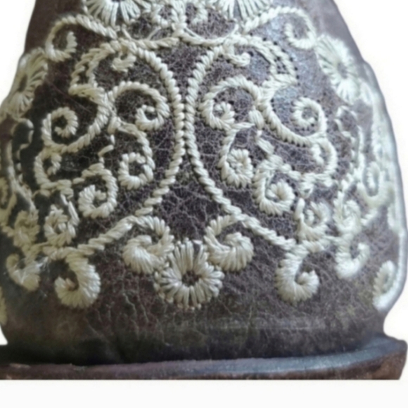 Corral Vintage Taupe Leather Embroidered Stitch Brown Floral Cowgirl Boot 7.5 - Picture 8 of 11